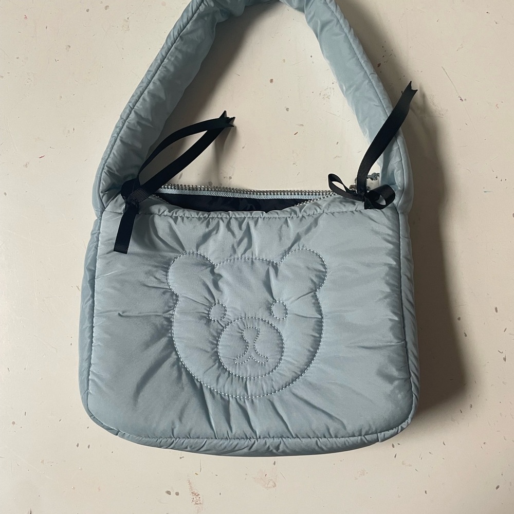 Teddy Fresh Blue Quilted Shoulder Bag